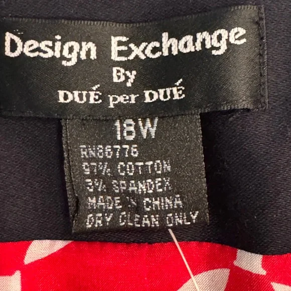 NWT Design Exchange Due Per Due Rain Trench Coat Navy Red Lining Sz 18W - Picture 5 of 7
